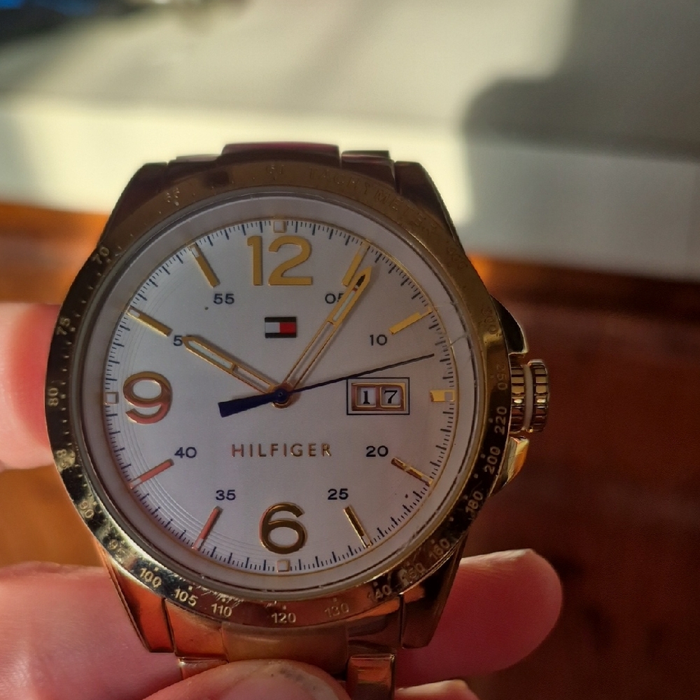 Tommy Hilfiger Gold-Tone Watch with White Dial